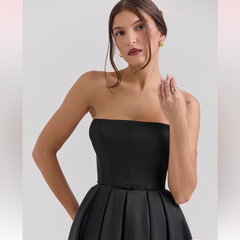 House of cb Contessa Black Strapless Satin Corset Midi Dress NWOT size XL - Picture 4 of 12